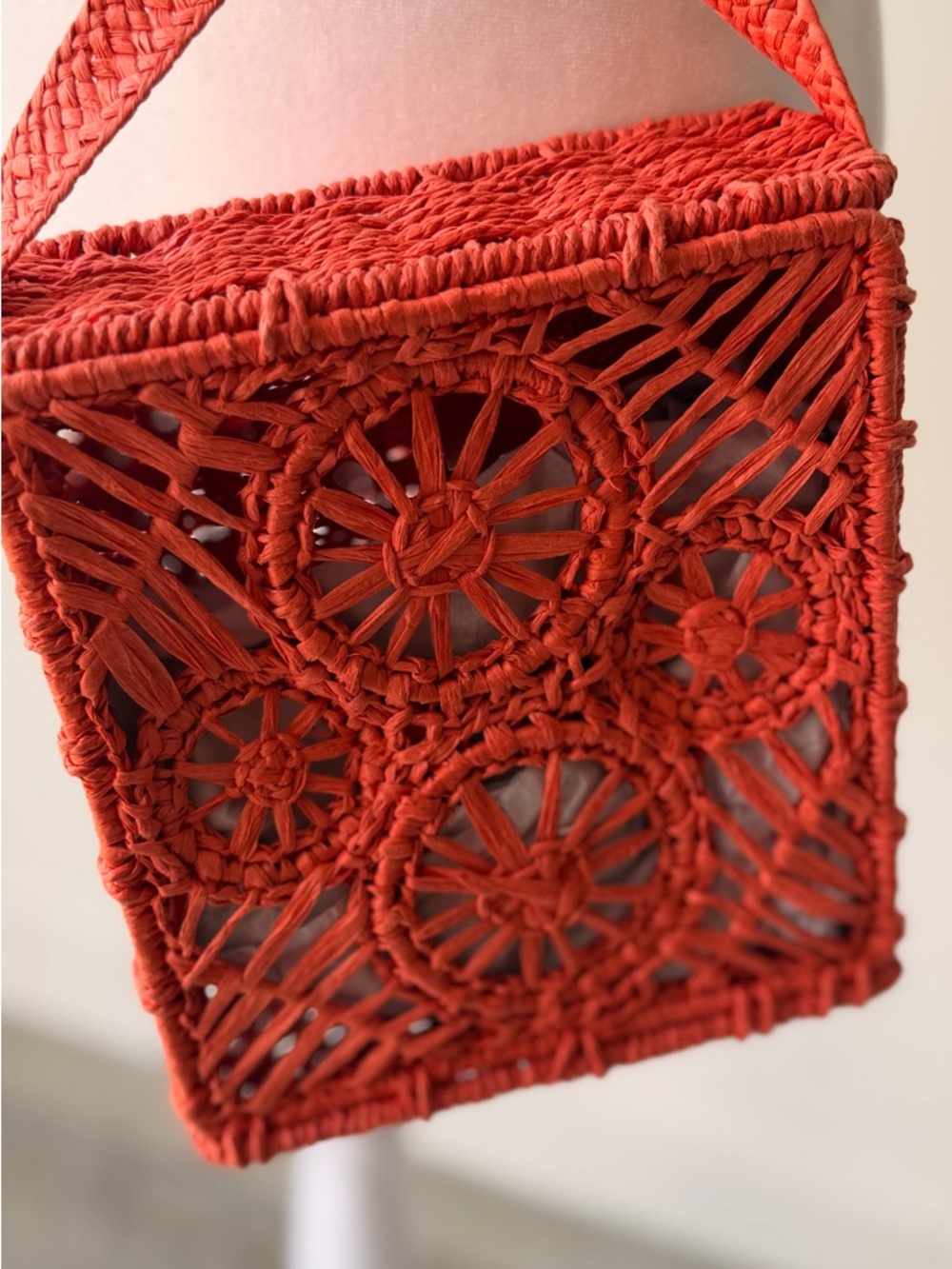 Handwoven Rust Crossbody Bag with Braided Knot Closure - Picture 5 of 5